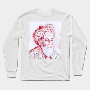 Omar Khayyam Portrait | Omar Khayyam Artwork | Line Art Long Sleeve T-Shirt